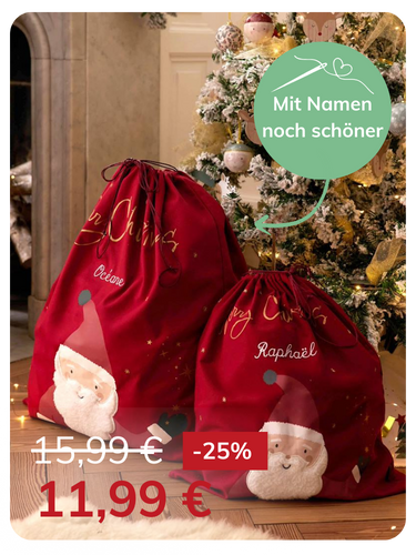 Geschenkbeutel WEIHNACHTSMANN, personalisierbar - rot